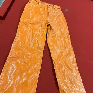 Orange Pleather Button Fly Jean By We the Free